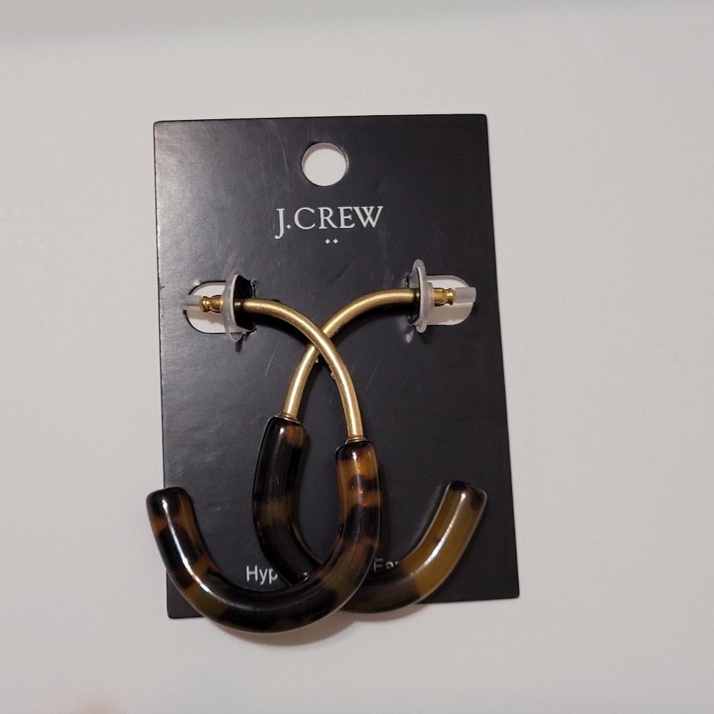 J Crew Tortoise metal hoop earrings - Picture 2 of 4